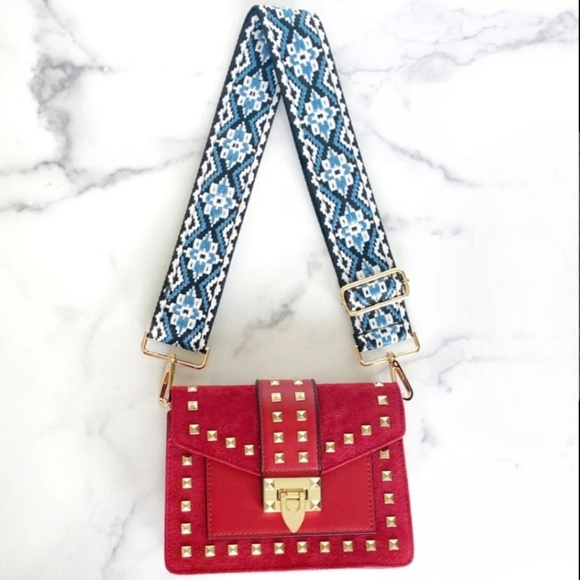 Handbag Strap Geometric Blue and Black Adjustable Guitar Bag Strap NWOT - Picture 4 of 5